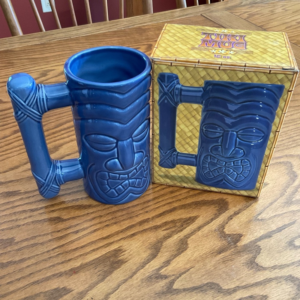 NIB Island Heritage Tiki Mug, 12 oz. Blue